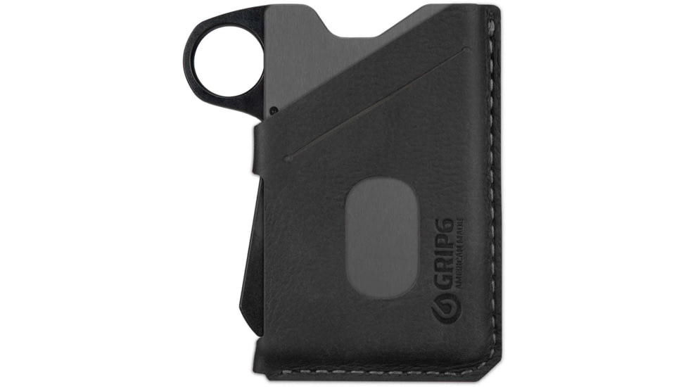 Grip6 Wallet Grey w/Black Leather Sleeve w/Loop, WLT-GML-LP-BLKL