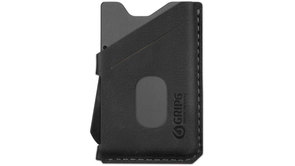 Grip6 Wallet Grey w/Black Leather Sleeve w/No Loop, WLT-GML-NP-BLKL