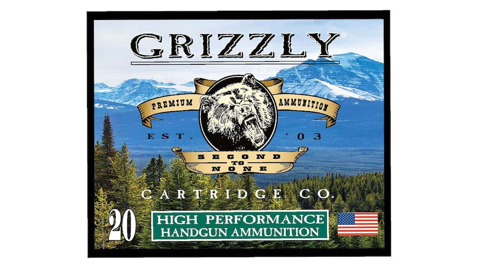 Grizzly Cartridge 10MM Auto 165 Grain Jacketed Hollow Point Brass Cased Pistol Ammunition