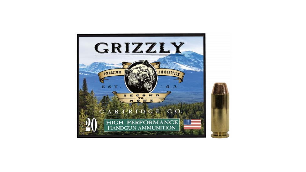 Grizzly Cartridge 10MM Auto 200 Grain Full Metal Jacket Flat Point Brass Cased Pistol Ammunition