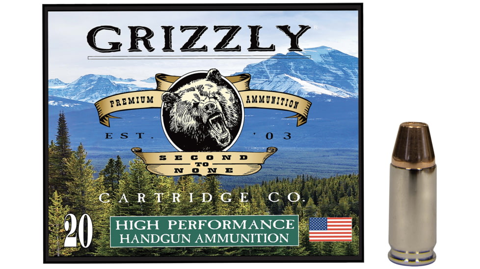 Grizzly Cartridge 9 mm +P 147 Grain Full Metal Jacket-Flat Point Pistol Ammo, 20 Rounds, GC9M+P2