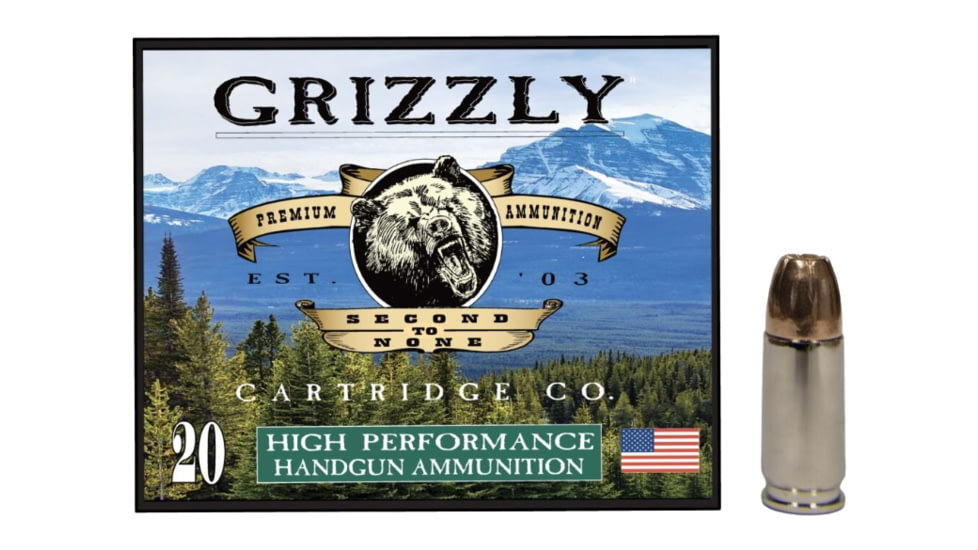 Grizzly Cartridge 9 mm +P 147 Grain Jacketed Hollow Point Pistol Ammo, 20 Rounds, GC9M+P9