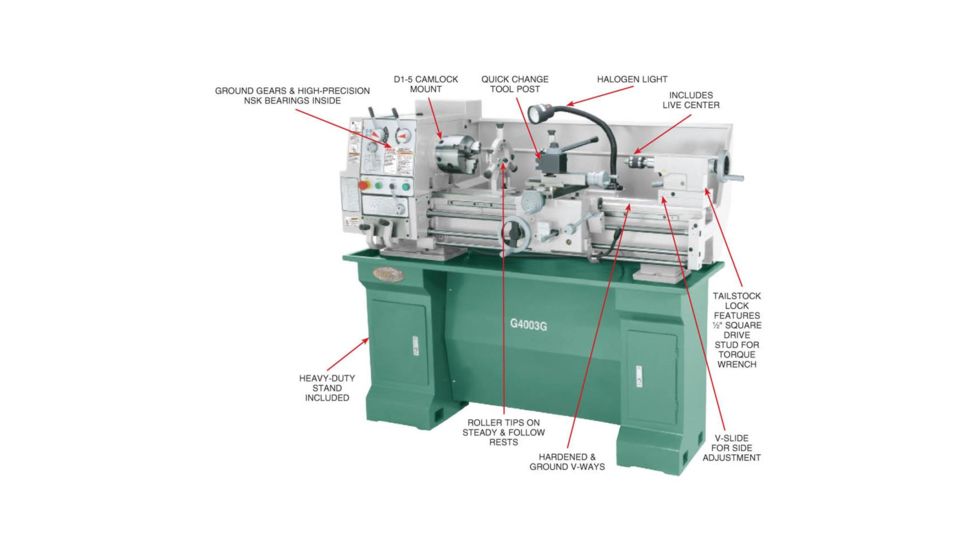 Grizzly Industrial 12in. x 36in. Gunsmithing Lathe with Stand G4003G