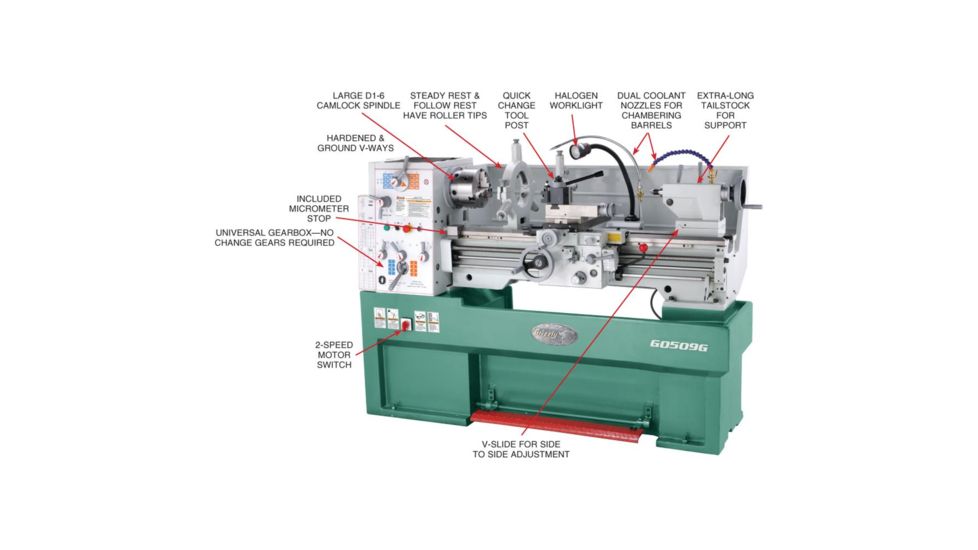 Grizzly Industrial 16in. x 40in. 3-Phase Gunsmithing Metal Lathe G0509G