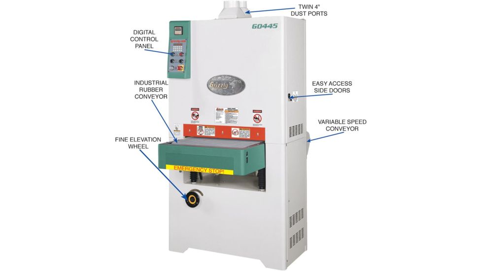 Grizzly Industrial 24in. 10 HP 3-Phase Platen Type Wide-Belt Sander G0445