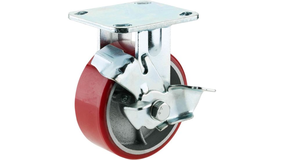 Grizzly Industrial 5in. Heavy-Duty Fixed Caster w/ Brake G8169