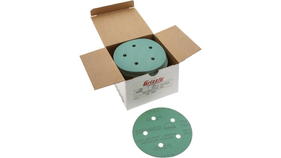 Grizzly Industrial 5in. Sanding Disc, A280 Hook &amp; Loop 5 Hole, Box of 100 H9644