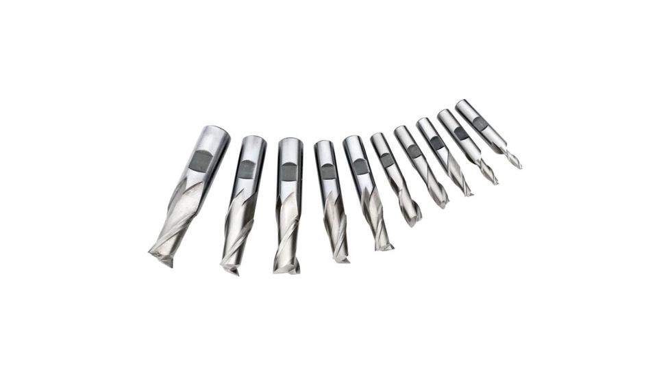 Grizzly Industrial HSS 2 Flute End Mills, 10 pc. Set G9757
