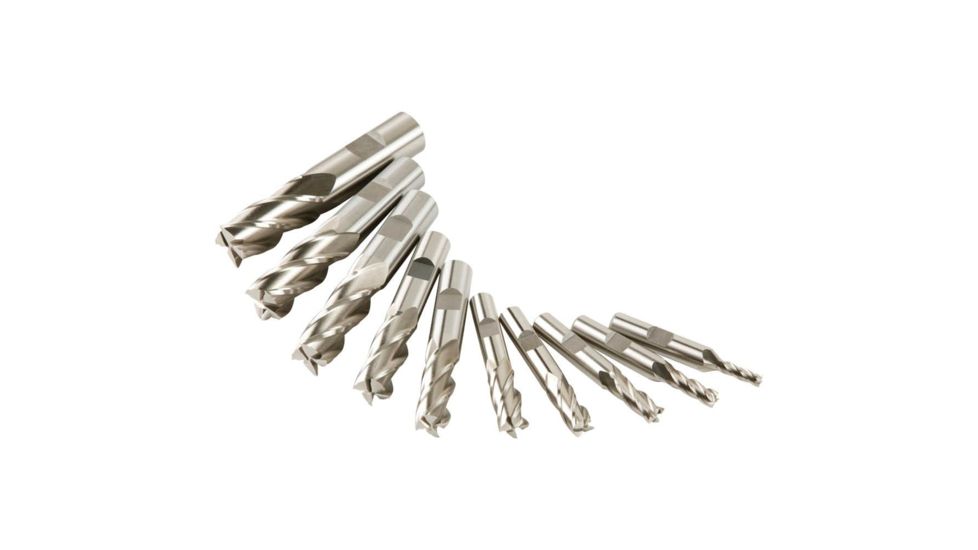 Grizzly Industrial HSS 4 Flute End MIlls, 10 pc. Set G9758