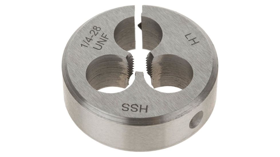 Grizzly Industrial HSS Round Split Die - LH, 1/4in.-28 x 1-1/2in. H0550