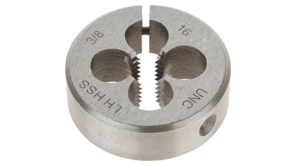 Grizzly Industrial HSS Round Split Die - LH, 3/8in.-16 x 1-1/2in. H0553