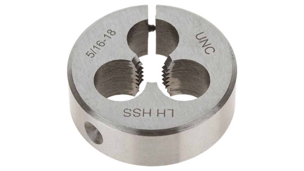 Grizzly Industrial HSS Round Split Die - LH, 5/16in.-18 x 1-1/2in. H0551