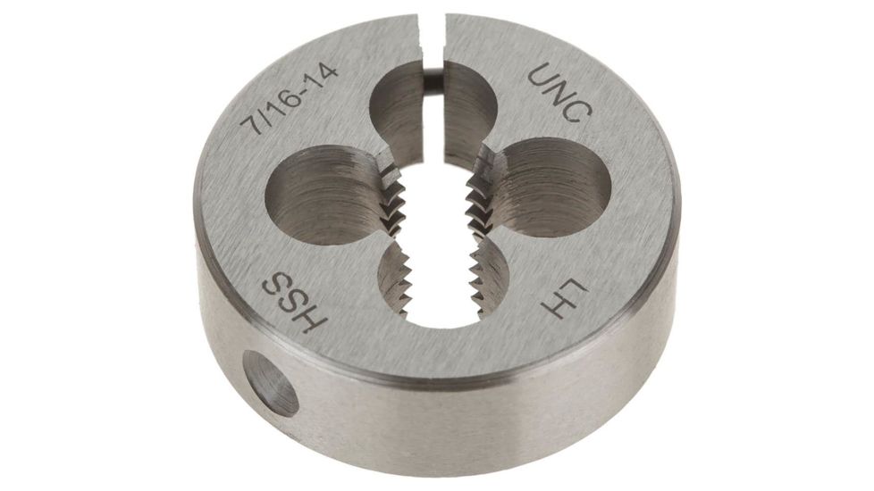 Grizzly Industrial HSS Round Split Die - LH, 7/16in.-14 x 1-1/2in. H0555