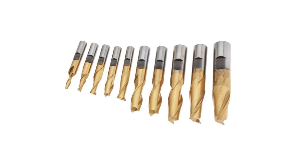 Grizzly Industrial HSS TiN Coated 2 Flute End MIlls, 10 pc. Set G9761