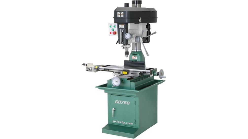 Grizzly Industrial Mill/Drill with Stand 8in. x 29in. Table with Powerfeed G0760