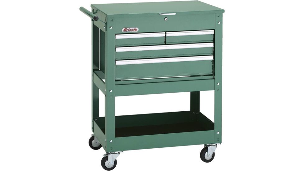 Grizzly Industrial Rolling Tool Cart w/ 4 Drawer Tool Chest H7728