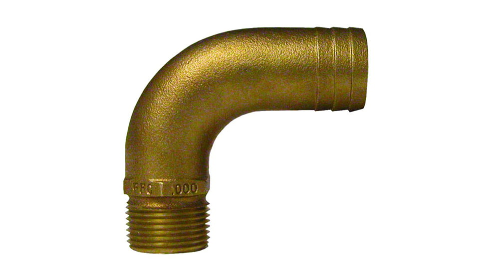GROCO NPT x 1" ID Bronze Full Flow 90 Elbow Pipe to Hose Fitting 3/4" 74180
