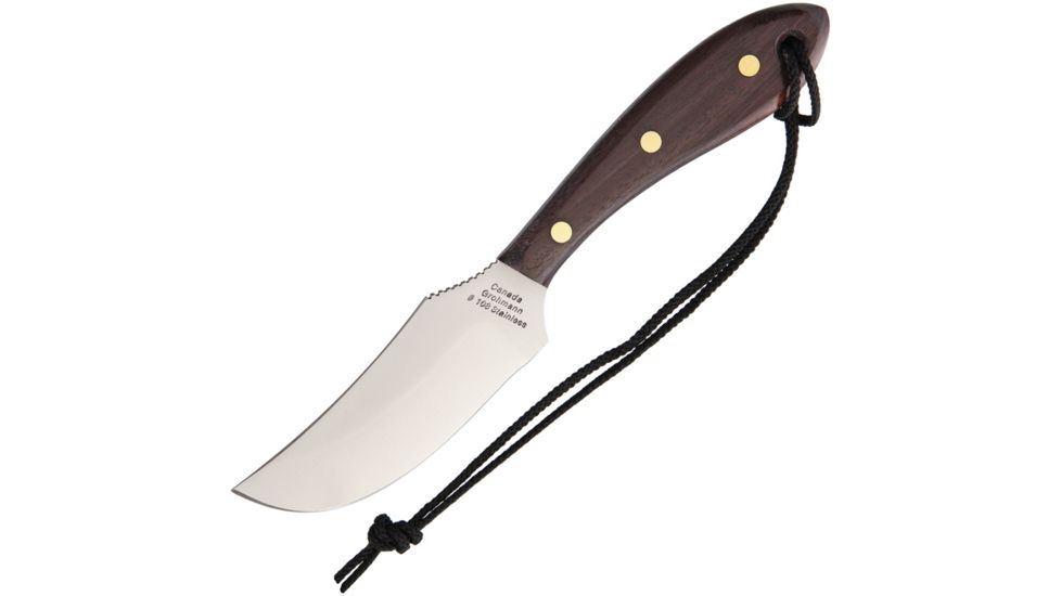 Grohmann Short Blade Skinner Fixed Blade Knife, 3.75in, Brown, Wood Handle GR103S