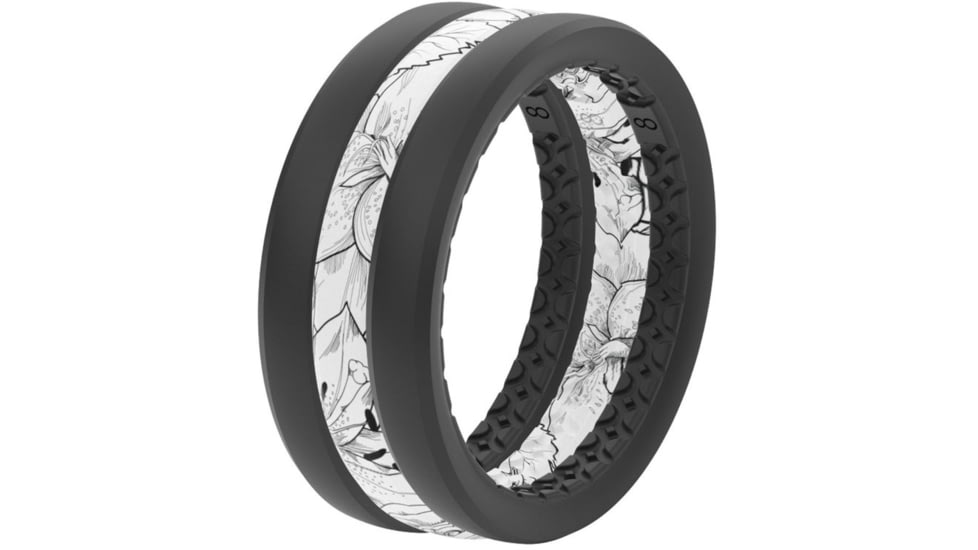 Groove Life Air Rose Silicone Ring - Stackable, Black/White, 04, 33551