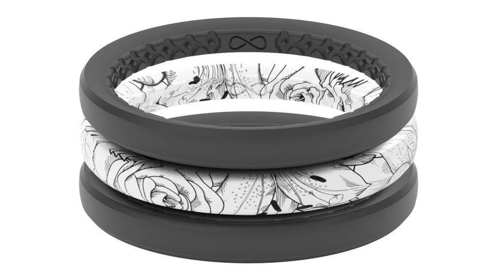 Groove Life Air Rose Silicone Ring - Stackable, Black/White, 04, 33551