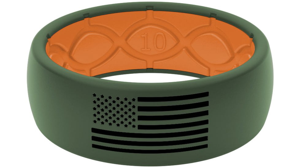 Groove Life America Moss Flag Silicone Ring, Green/Black, 08, 13955