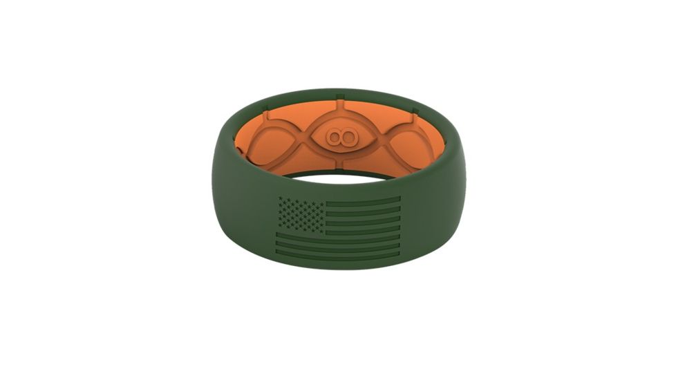 Groove Life Original - America Silicone Ring, No Fill, Moss Green/Orange/Green, 7 TGV-RNG-OR-AM-GRO-NF-07