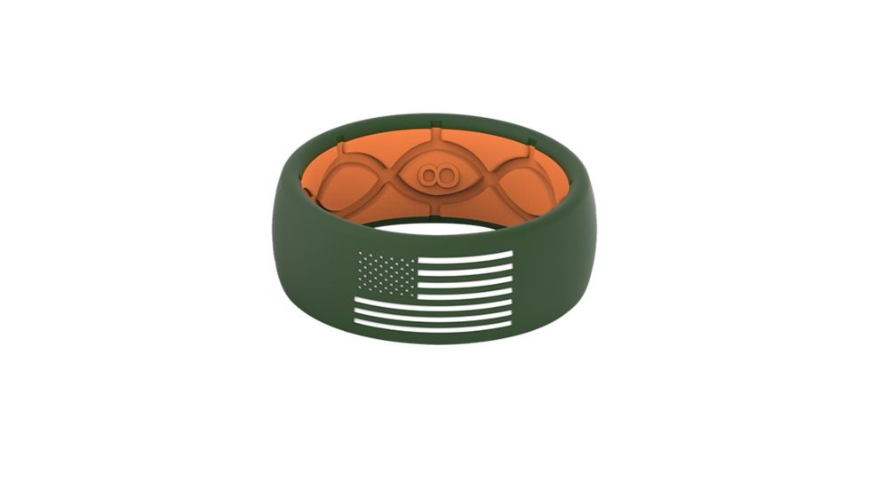 Groove Life Original - America Silicone Ring, White Fill, Moss Green/Orange/Green, 9 TGV-RNG-OR-AM-GROW-09