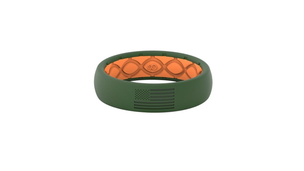Groove Life Thin - America No Fill Silicone Ring, Moss Green/Orange, 8 TGV-RNG-TN-AM-GRO-NF-08