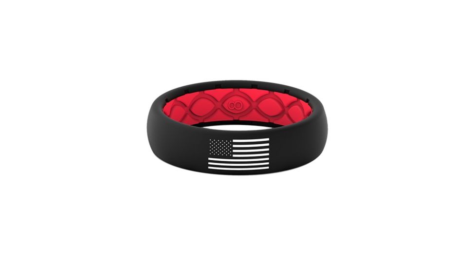 Groove Life Thin - America White Fill Silicone Ring, Black/Red, 8 TGV-RNG-TN-AM-BRW- 08