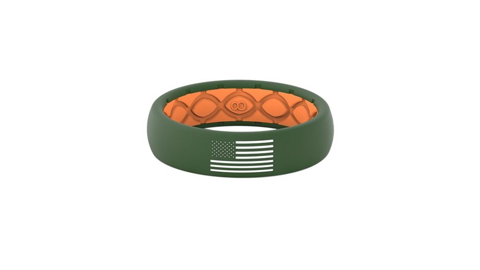 Groove Life Thin - America White Fill Silicone Ring, Moss Green/Orange, 4 TGV-RNG-TN-AM-GROW-04