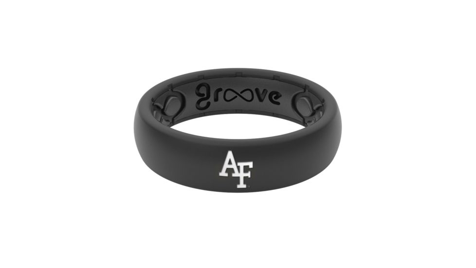 Groove Life Thin - Collegiate Air Force Silicone Ring, Black, 10 TGV-RNG-TN-CL-AIRF-BK-10