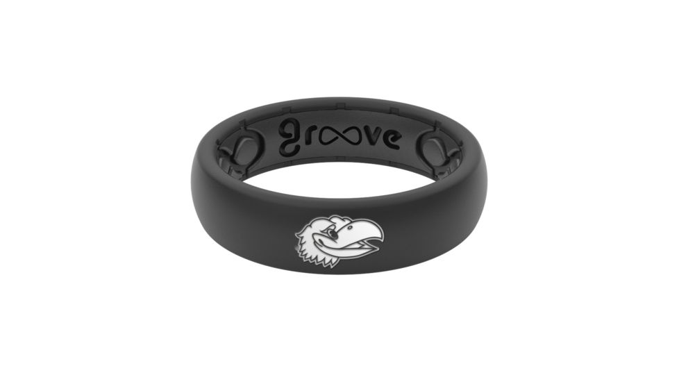 Groove Life Thin - Collegiate Kansas Silicone Ring, Black, 10 TGV-RNG-TN-CL-KANS-BK-10