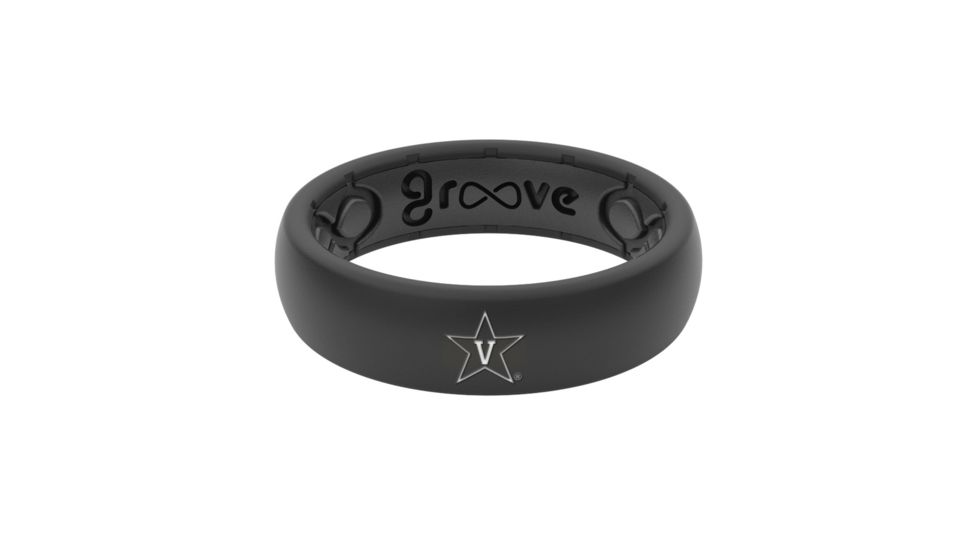 Groove Life Thin - Collegiate Vanderbilt Silicone Ring, Black, 10 TGV-RNG-TN-CL-VAND-BK-10