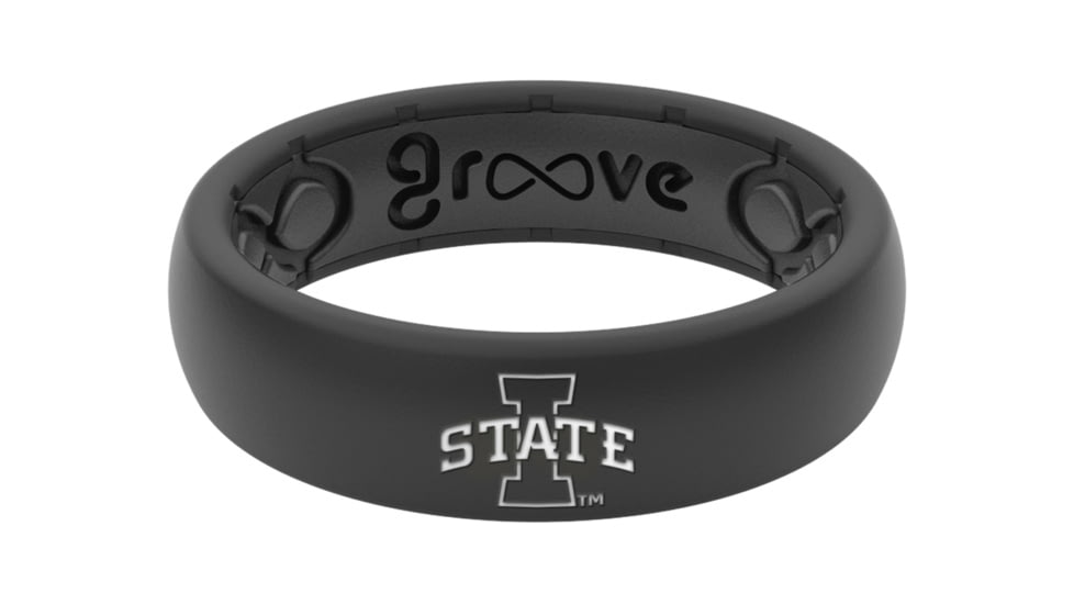 Groove Life Thin Iowa State Logo Silicone Ring, Black, 10, 9815