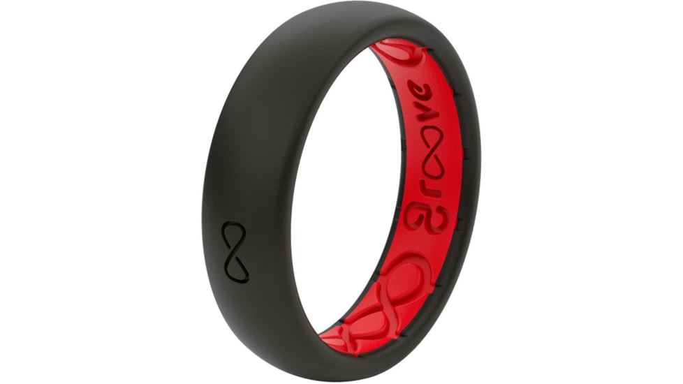 Groove Life Thin Midnight Silicone Ring, Black/Raspberry Red, 05, 20897