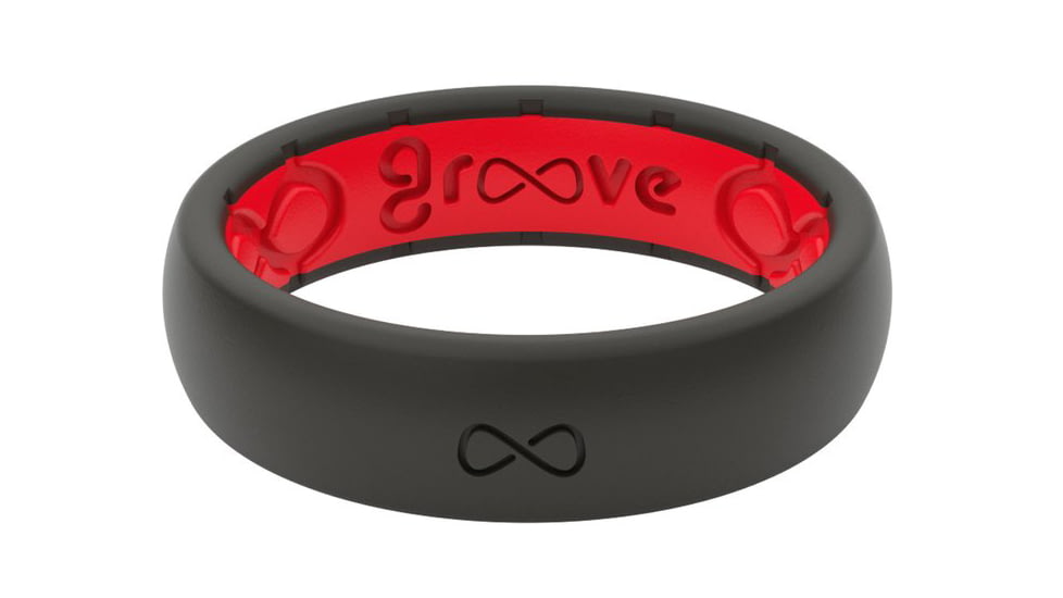 Groove Life Thin Midnight Silicone Ring, Black/Raspberry Red, 05, 20897