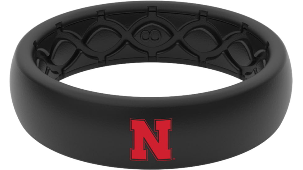 Groove Life Thin Nebraska Color Logo Silicone Ring, Black, 05, 58041