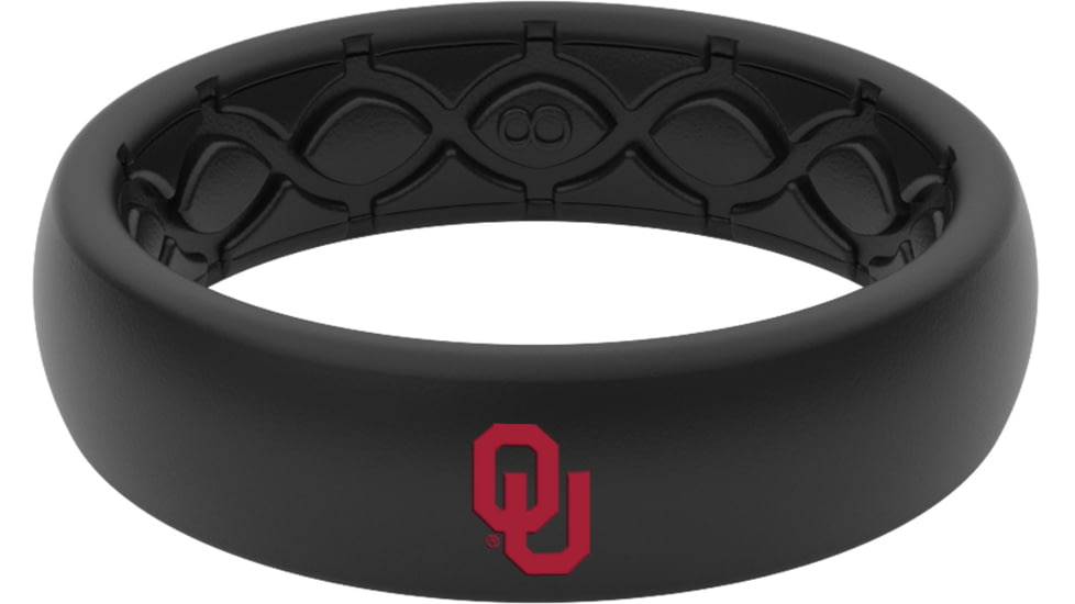 Groove Life Thin Oklahoma Color Logo Silicone Ring, Black, 08, 58003