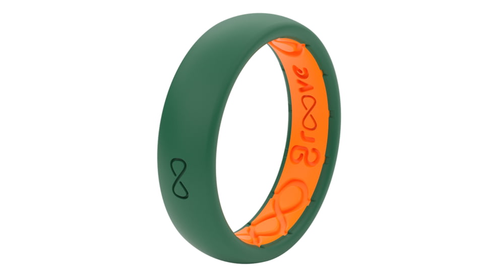 Groove Life Thin Silicone Ring, Moss Green/Orange, 4 TGV-RNG-TN-MGR-ORG-04