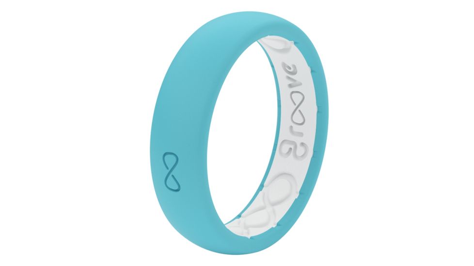 Groove Life Thin Silicone Ring, Turquoise /White, 4 TGV-RNG-TN-TRQ-WHT-04