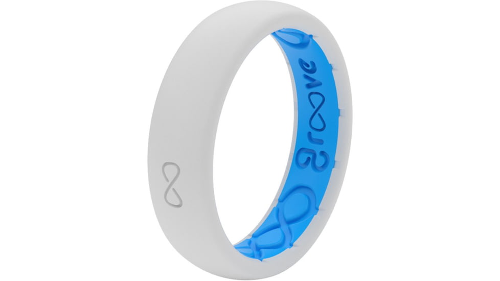 Groove Life Thin Snow Silicone Ring, White/Blue, 06, 21023