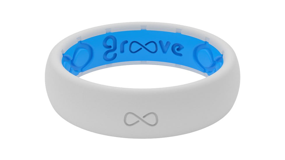 Groove Life Thin Snow Silicone Ring, White/Blue, 06, 21023