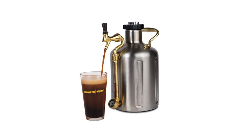 Growlerwerks uKeg 128 oz Pressurized Growler, Stainless Steel GWA1002-ST-NB-00