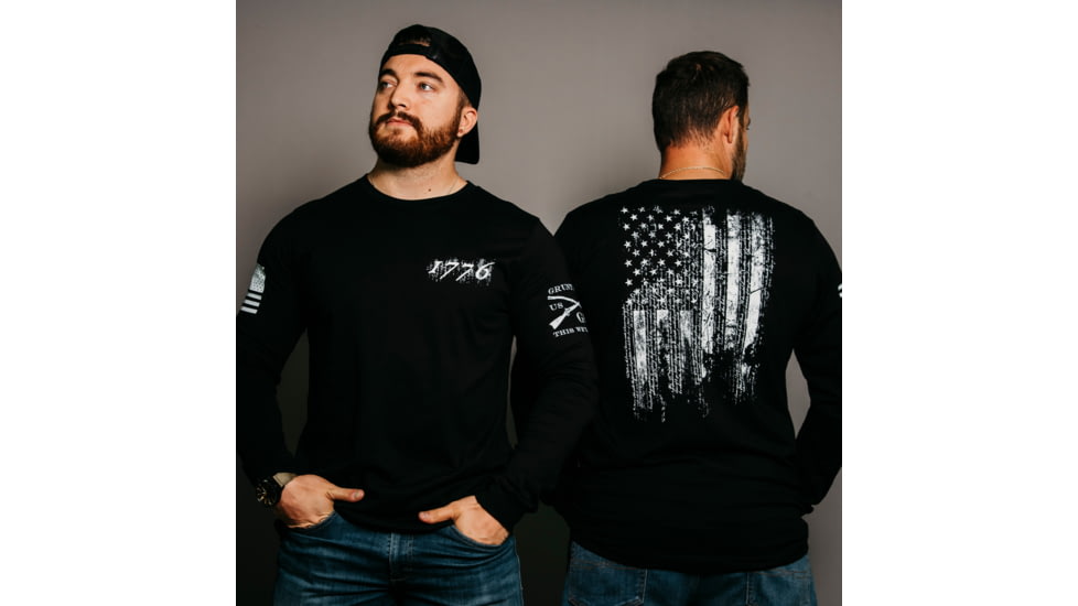 Grunt Style 1776 Long Sleeve Tee Shirt - Mens, Black, 4XL, GS3164-4XL