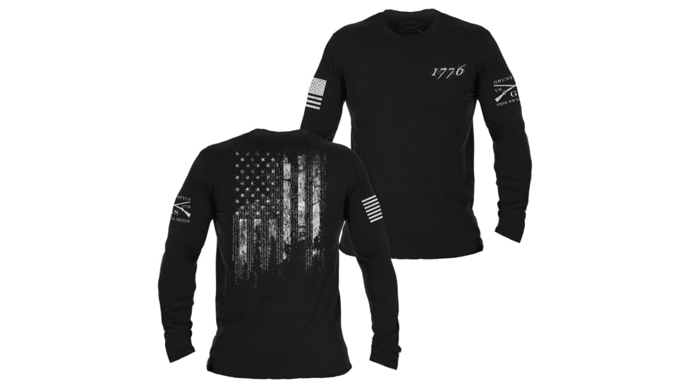 Grunt Style 1776 Long Sleeve Tee Shirt - Mens, Black, 4XL, GS3164-4XL