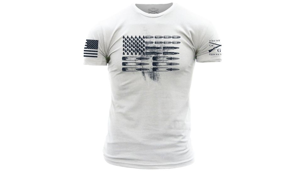 Grunt Style Ammo Flag Tee Shirt - Men's, White, Large GS2389-L