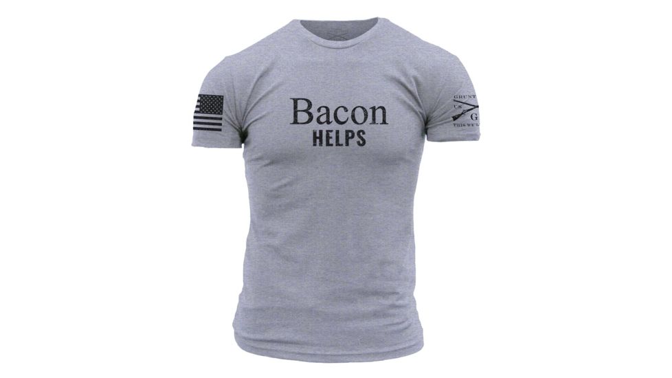 Grunt Style Bacon Helps Tee Shirt - Men's, Heather Grey, Small GS2607-S