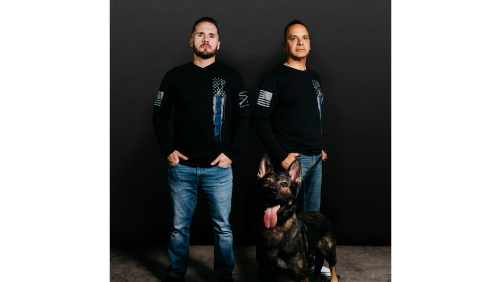 Grunt Style Blue Line Flag Long Sleeve T-Shirt - Mens, Black, 2XL, GS3162-2XL