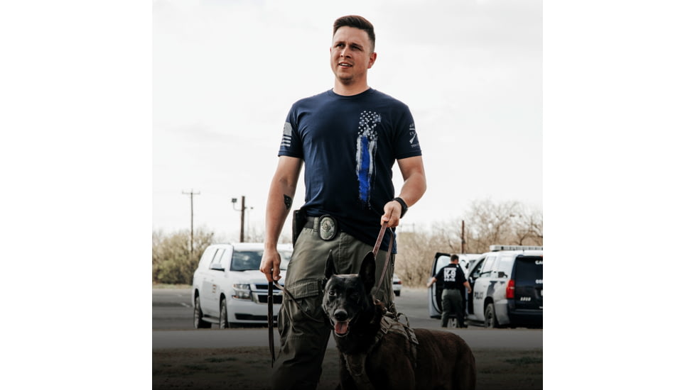 Grunt Style Blue Line Flag Short Sleeve T-Shirt - Mens, Midnight Navy, Large, GS2755-L