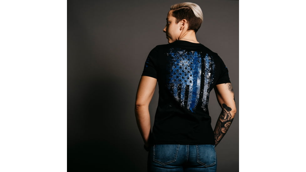 Grunt Style Blue Shield T-Shirt - Womens, Black, 3XL, GS3074-3XL